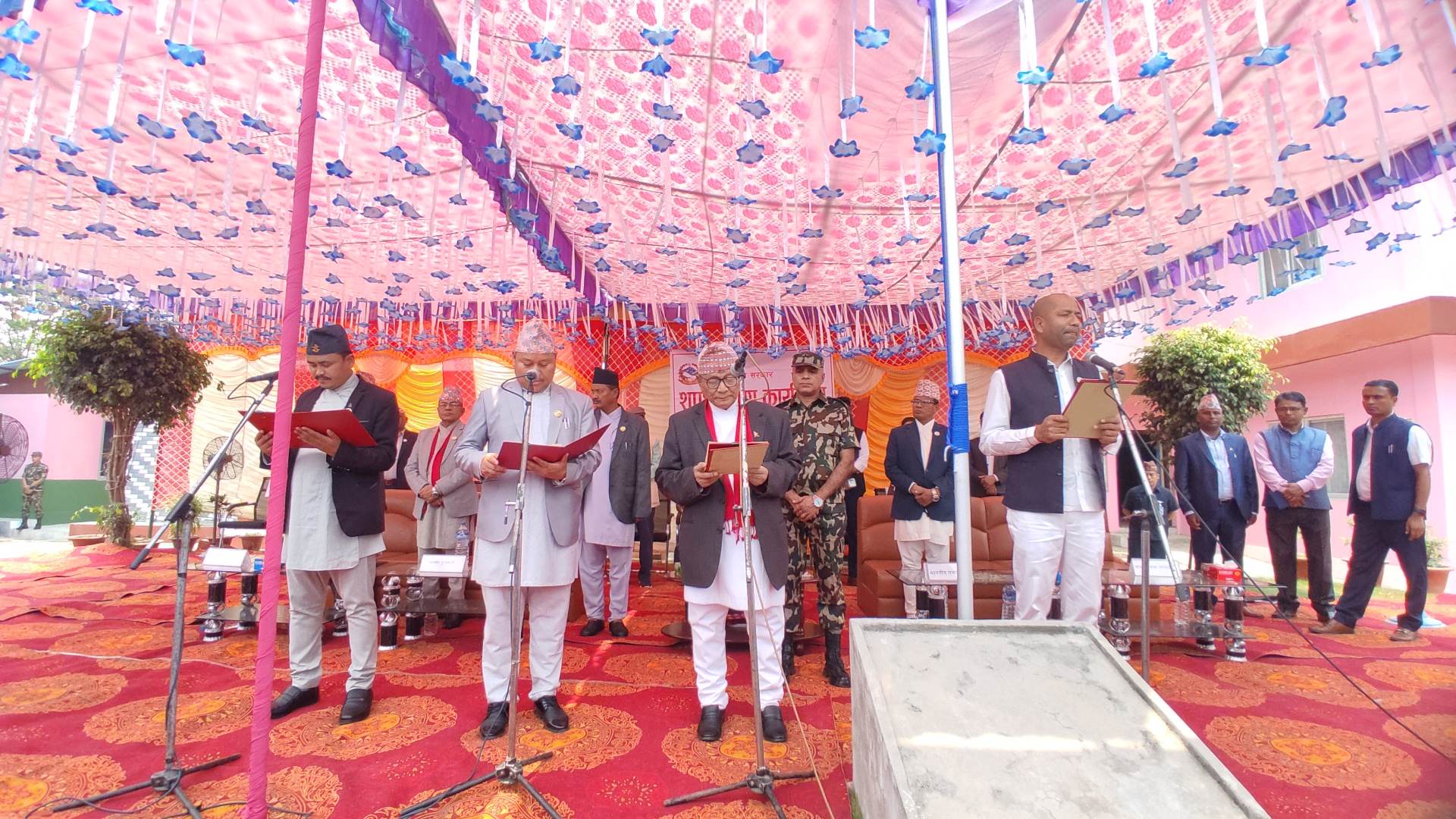 लुम्बिनीमा मुख्यमन्त्री चौधरीसहित तीन मन्त्रीले खाए शपथ
