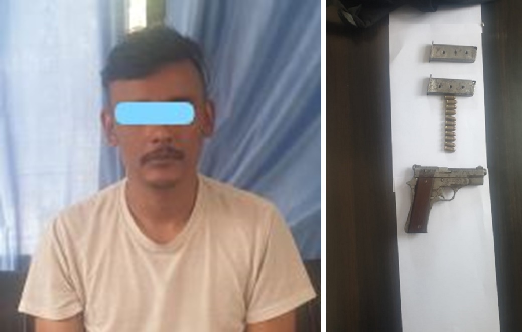 प्रहरीलाई देख्दा पेस्तोल फ्याँकेर भाग्ने पुरूष पक्राउ