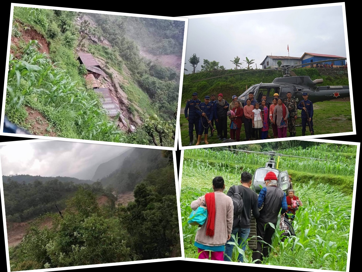 पाँचथरमा बाढीपहिरोमा फसेका १२ जनालाई सेनाको हेलिकोप्टरबाट उद्धार