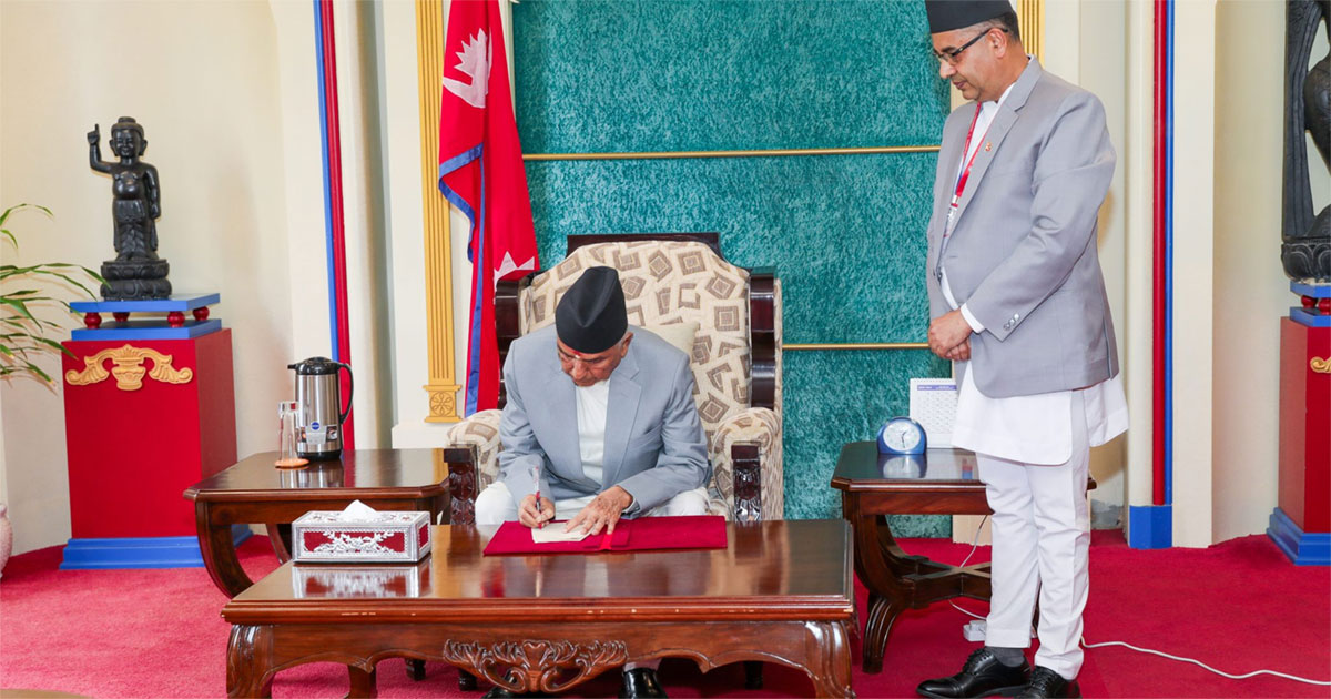ओलीको शपथ सोमबार ११ बजे, राष्ट्रपति कार्यालयले संसद् सचिवालयलाई पठायो पत्र