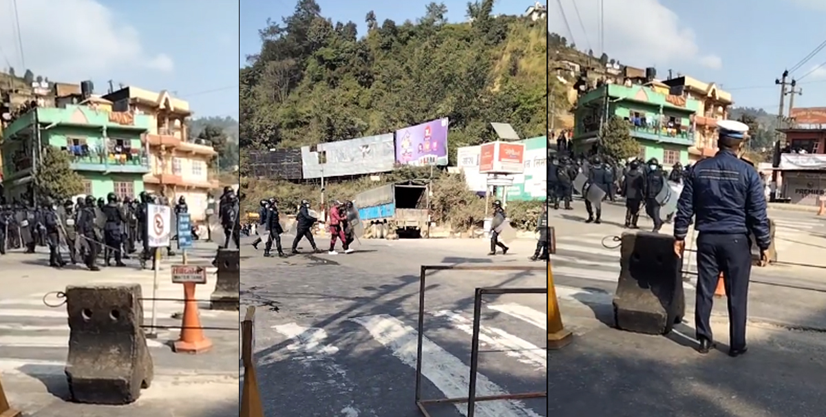नागढुंगामा प्रहरी र स्थानीयबीच झडप, ठूलो संख्यामा प्रहरी परिचालन