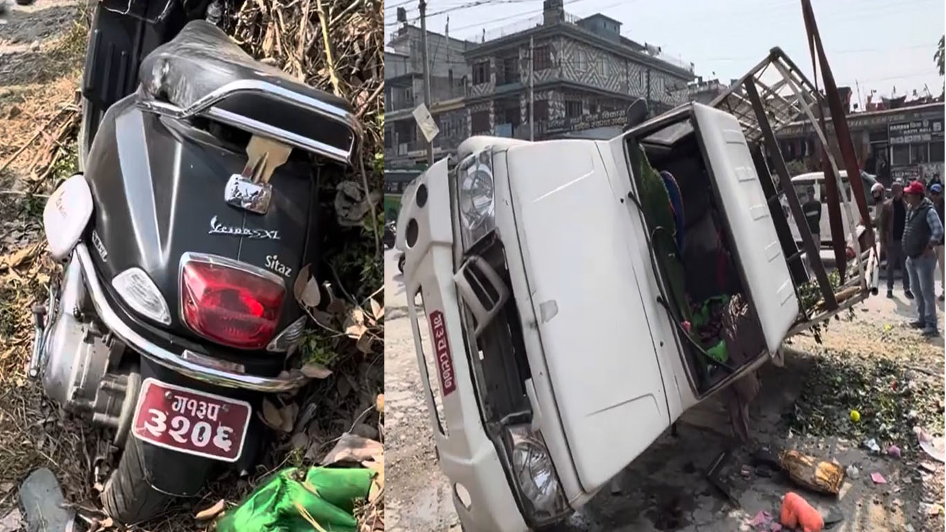 पोखरामा जिपले स्कुटरलाई ठक्कर दिँदा आमाको निधन, छोरा गम्भीर घाइते