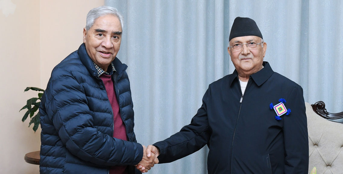 शेरबहादुर देउवालाई भेट्न फेरि महाराजगञ्ज पुगे केपी ओली