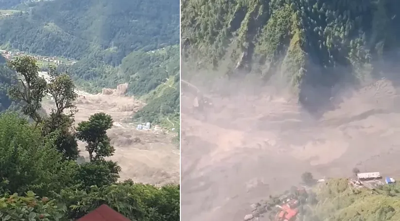रसुवामा भीषण बाढी, टिमुरे बजारका धेरै घरहरू बगायो